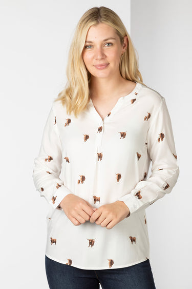 Wistow II Printed Cotton Shirt Highland Cow Print